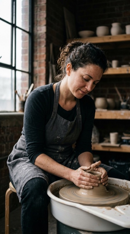 Ceramicist At Pottery Wheel pose reference photo