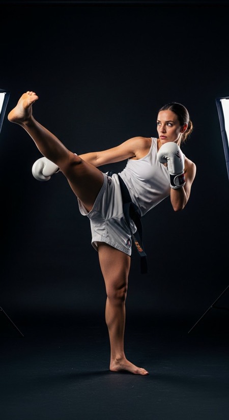 Martial Arts High Kick pose reference photo