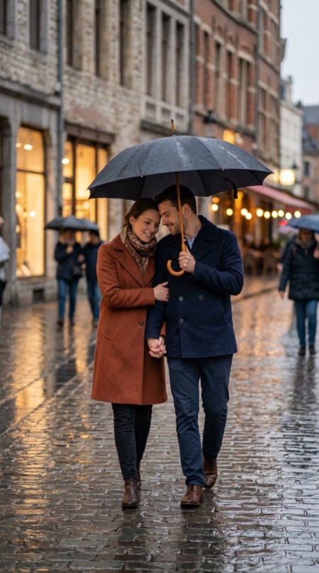 Shared Umbrella Walk pose reference photo