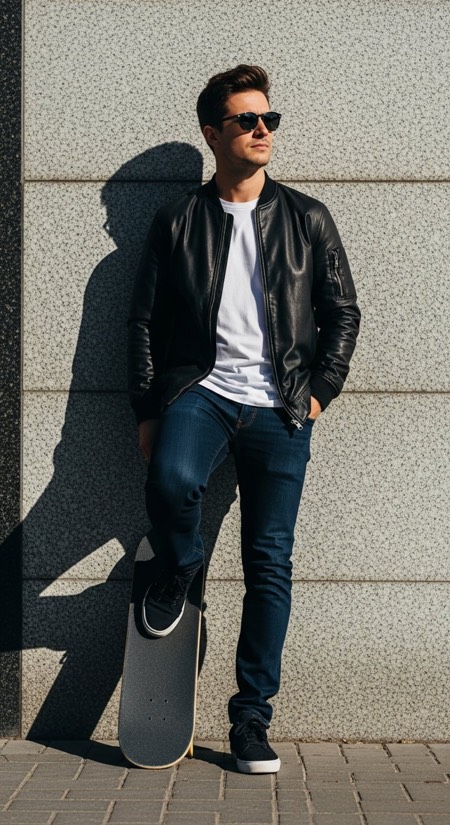 Skateboard Curb Lean pose reference photo