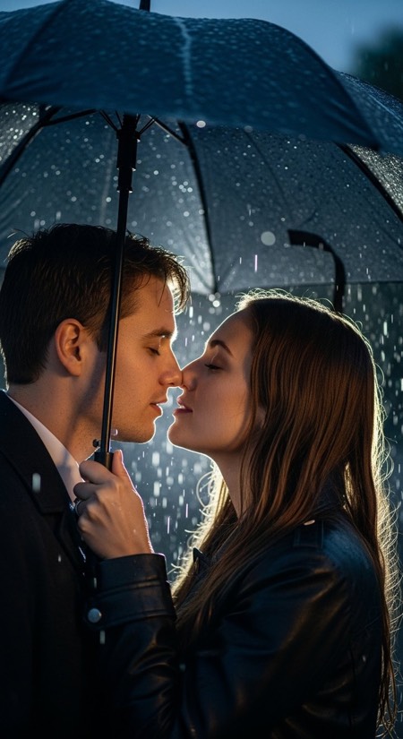 Umbrella Rain Kiss pose reference photo